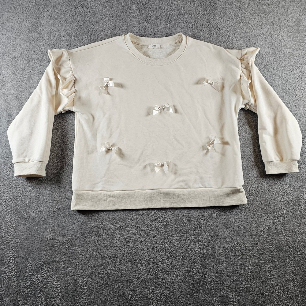 Oddi Los Angeles Cream Bow Ruffle Shoulder Sweatshirt 2XL Cream